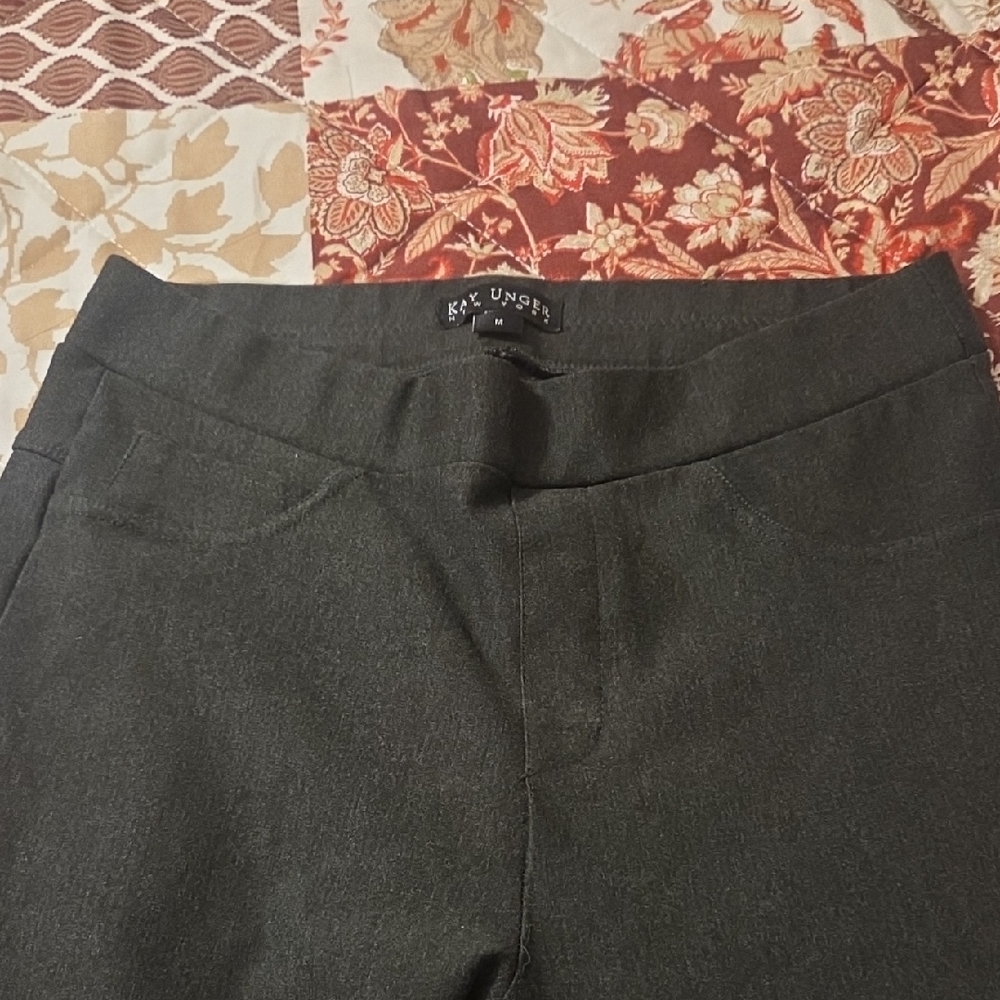 Kay Unger Charcoal Pull-On Straight Pants